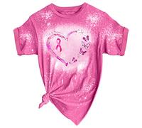 Conciencia sobre el cáncer de mama Octubre Llevamos tops rosas Camisetas de cuello redondo Tops sueltos Impreso Ropa con brillo, M, XL