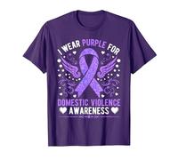 Conciencia sobre la Violencia doméstica más Fuerte Que el Silencio Camiseta, Hombre, Morado, XL