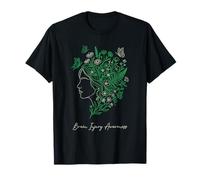 Conciencia sobre Lesiones cerebrales Mujer Floral Salud Mental Camiseta