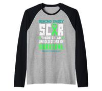 Conciencia TBI Cinta Verde Lesión Cerebral Detrás De Cada Cicatriz Camiseta Manga Raglan