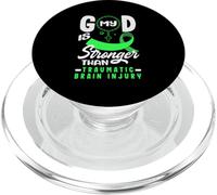 Conciencia TBI Cinta Verde Lesión Cerebral Dios Más Fuerte PopSockets PopGrip para MagSafe