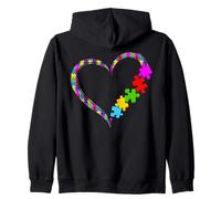 Concienciación sobre el Autismo Amor Corazón Puzzle Mes del Orgullo Auti Sudadera con Capucha