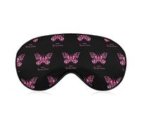 Concienciación sobre el cáncer de mama con mariposa Máscara para dormir Cubierta de noche Ojo para mujeres Hombres BlockLight para avión Viaje Siesta Correa ajustable