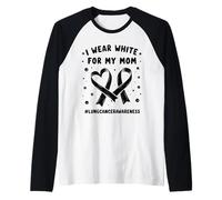 Concientización de la Cinta de cáncer de pulmón de Color Blanco para mi Madre Camiseta Manga Raglan