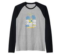 Concientización del síndrome de Down de la Abuela Orgullosa Camiseta Manga Raglan