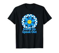 Concientización sobre el abuso Infantil Stand Up Speak out Retro Blue Pinwheel Camiseta
