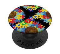 Concientización sobre el Autismo Girasol Puzzle Pieza Diseño Gráfi PopSockets PopGrip Adhesivo
