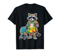 Concientización sobre el Autismo Mamá Mapache Café Pieza de Camiseta