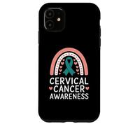 Concientización sobre el cáncer Cervical Teal Rainbow Support Carcasa para iPhone 11