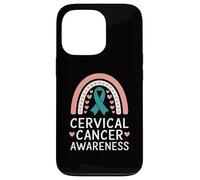 Concientización sobre el cáncer Cervical Teal Rainbow Support Carcasa para iPhone 13 Pro