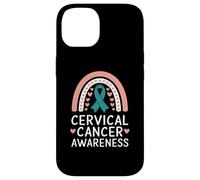 Concientización sobre el cáncer Cervical Teal Rainbow Support Carcasa para iPhone 14