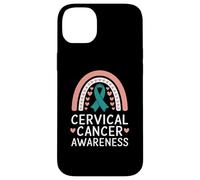 Concientización sobre el cáncer Cervical Teal Rainbow Support Carcasa para iPhone 14 Plus