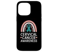 Concientización sobre el cáncer Cervical Teal Rainbow Support Carcasa para iPhone 14 Pro MAX