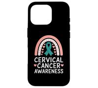 Concientización sobre el cáncer Cervical Teal Rainbow Support Carcasa para iPhone 16 Pro