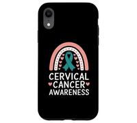 Concientización sobre el cáncer Cervical Teal Rainbow Support Carcasa para iPhone XR