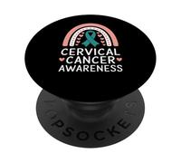 Concientización sobre el cáncer Cervical Teal Rainbow Support PopSockets PopGrip Adhesivo