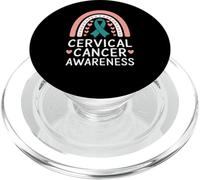 Concientización sobre el cáncer Cervical Teal Rainbow Support PopSockets PopGrip para MagSafe
