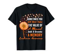 Concientización sobre el cáncer de leucemia con cinta naranja de memoria Camiseta