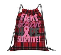 Concientización Sobre El Cáncer De Mama: Creer, Tener Esperanza, Luchar. Mujer Hombre Mochila Con Cordón Impermeable Mochila De Cuerdas Casual Bolsa De Deporte Para Viaje Acampada Fútbol