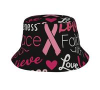 Concientización sobre El Cáncer De Mama, Esperanza Y Paz Unisex Sombrero De Sol Protección UV Sombrero De Pescador Grande Bucket Hat para Viaje Ciclismo Excursionismo Verano