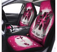 Concientización sobre El Cáncer De Mama, Fe, Esperanza, Amor, Jesús, Cruz con Alas De Ángel 2 Piezas Cubre De Asiento Delanteros Suave Auto Asiento Delantero Cojín Universal