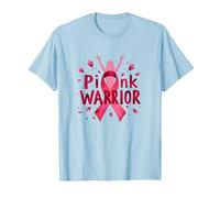 Concientización sobre el cáncer de Mama Pink Warrior Empoderando a Las Mujeres Camiseta, Hombre, Azul Bebé, S