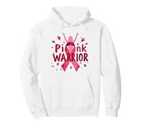Concientización sobre el cáncer de Mama Pink Warrior Empoderando a Las Mujeres Sudadera con Capucha, Unisex para Adultos, Blanco, S