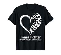 Concientización sobre el cáncer de pulmón con corazón de mariposa I Am A Fighter Camiseta