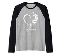 Concientización sobre el cáncer de pulmón con corazón de mariposa I Am A Fighter Camiseta Manga Raglan
