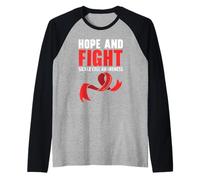 Concientización sobre el cáncer de Sangre Leucemia Linfoma Mieloma Cinta roja Camiseta Manga Raglan