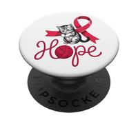 Concientización sobre el cáncer de Sangre roja de Gato Lindo PopSockets PopGrip Adhesivo