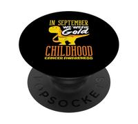 Concientización sobre el Dinosaurio Dorado de septiembre del cáncer Infantil PopSockets PopGrip Adhesivo