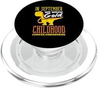 Concientización sobre el Dinosaurio Dorado de septiembre del cáncer Infantil PopSockets PopGrip para MagSafe