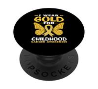 Concientización sobre la Cinta Dorada del Desgaste de la Mariposa del cáncer Infantil PopSockets PopGrip Adhesivo