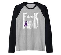Concientización sobre la Demencia Cinta Púrpura Combate Demencia Apoyo Camiseta Manga Raglan
