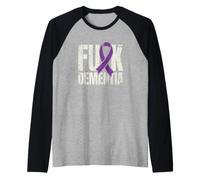 Concientización sobre la Demencia Cinta Púrpura Combate Demencia Apoyo Camiseta Manga Raglan