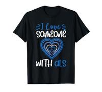 Concientización sobre la ELA: ama a Alguien con ELA: Blue Ribbon Heart Camiseta