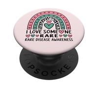 Concientización sobre la Enfermedad de la Cinta de Cebra arcoíris RARA I Love Someone PopSockets PopGrip Adhesivo