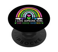 Concientización sobre la Enfermedad de la Cinta de Cebra arcoíris RARA I Love Someone PopSockets PopGrip Adhesivo