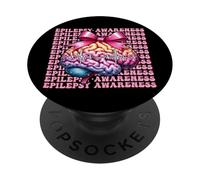 Concientización sobre la Epilepsia Cerebro Chica Coqueta Arco Cinta Rosa PopSockets PopGrip Adhesivo