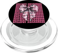 Concientización sobre la Epilepsia Cerebro Chica Coqueta Arco Cinta Rosa PopSockets PopGrip para MagSafe