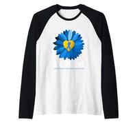 Concientización sobre la prevención del abuso Infantil Be Kind Blue Sunflower Camiseta Manga Raglan
