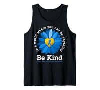 Concientización sobre la prevención del abuso Infantil Be Kind Blue Sunflower Camiseta sin Mangas