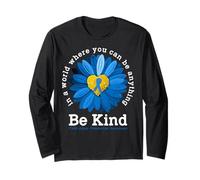 Concientización sobre la prevención del abuso Infantil Be Kind Blue Sunflower Manga Larga