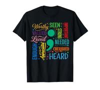 Concientización sobre la Salud Mental Semi Colon Estrés Prevención del Suicidio Camiseta