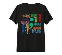 Concientización sobre la Salud Mental Semi Colon Estrés Prevención del Suicidio Camiseta Premium