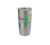 Concientización sobre la salud mental Semi Colon Estrés Prevención del suicidio Vaso térmico de acero inoxidable de doble pared