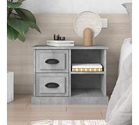 Concrete Gray Nightstand with 2 Drawers 60x35.5x45 cm, Modern Bedside Table for Bedroom, Sturdy Plywood Storage Cabinet with Spacious Shelves, Elegant Home Decor