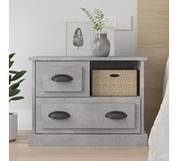 Concrete Grey Nightstand with Storage Drawers 60x39x45 cm, Modern Bedside Table for Bedroom, Durable Plywood with Smooth Surface, Spacious Organizer for Home Decor