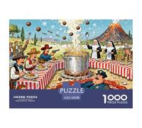 Concurso Internacional de Comer Spaghetti Western Puzzle De Madera Impermeable Puzzles De 1000 Piezas para Adultos Divertido Rompecabezas para Decoración del Hogar